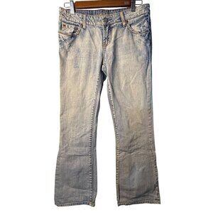 VTG American Eagle Hipster Jeans Women 6R Faded Washed Distressed Low Rise Blue